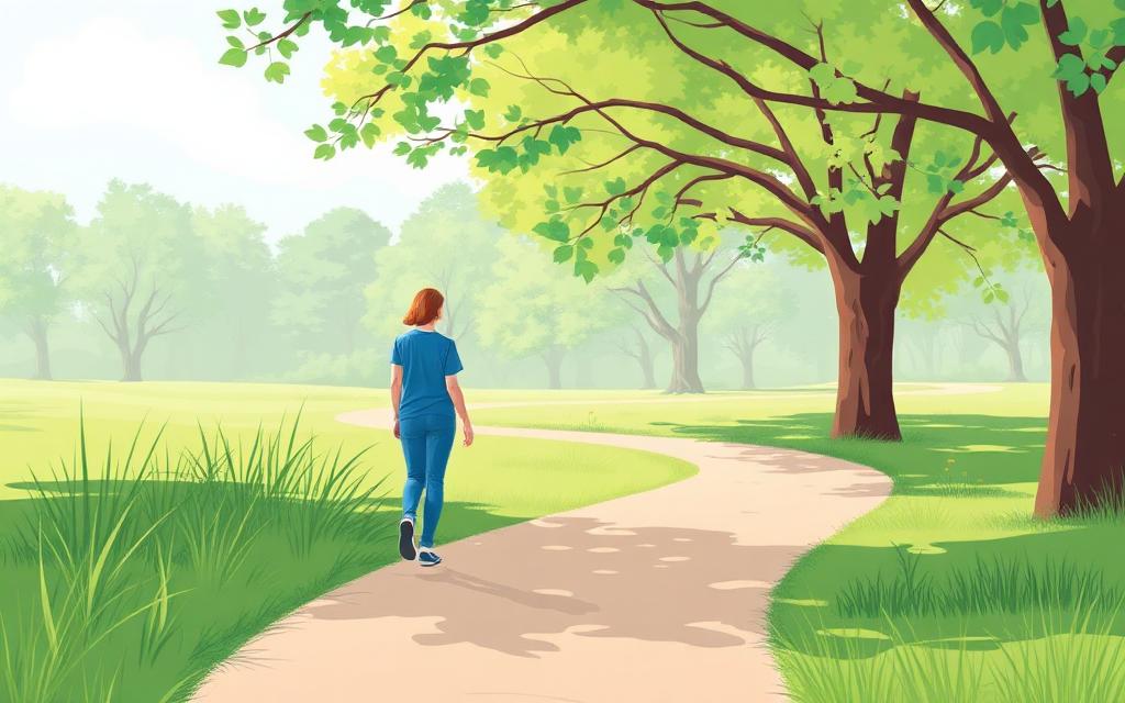 Ilustração médica representando caminhada e circulação