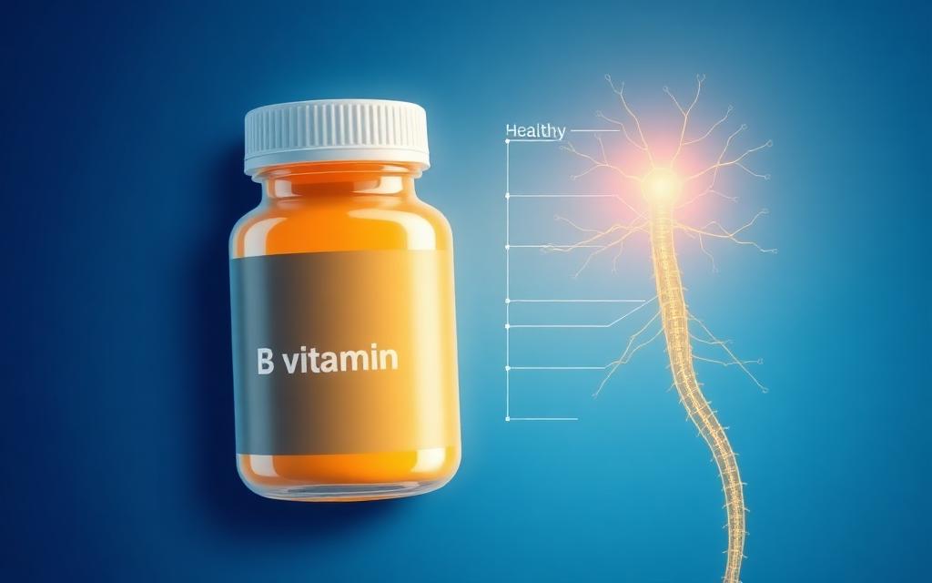 Ilustração médica representando deficiência de vitaminas e nervos